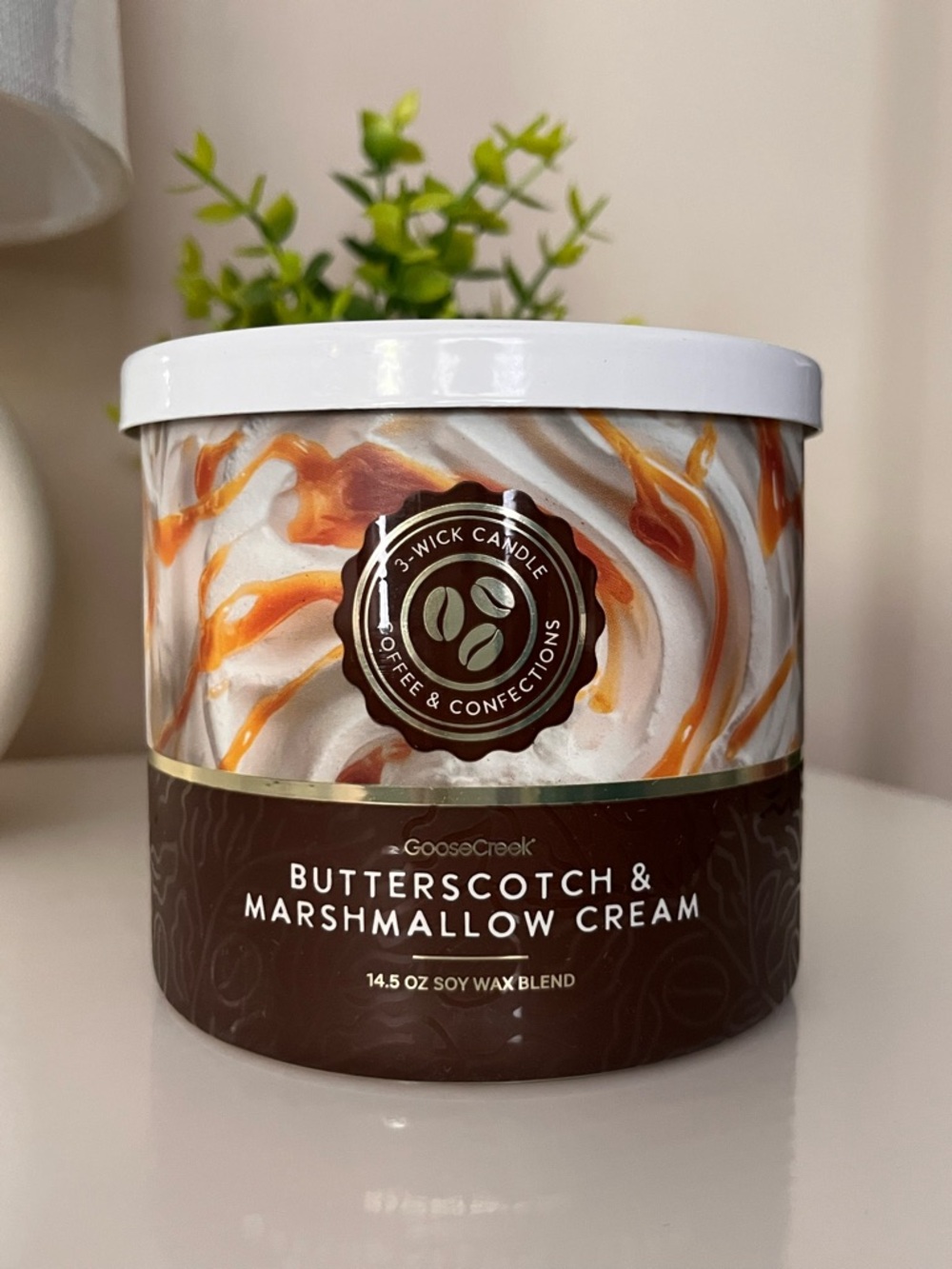 NWT Goose Creek 3 Wick Candle, Butterscotch & Marshmallow Cream Scent